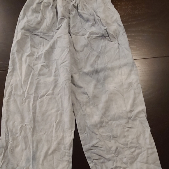 Grey Blue Linen Wide Leg Pants, XS - Picture 7 of 8